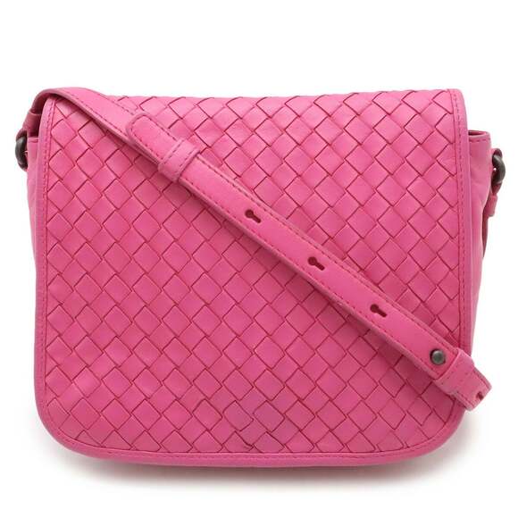 BOTTEGA VENETA Pink Leather Intrecciato Pochette Shoulder Bag